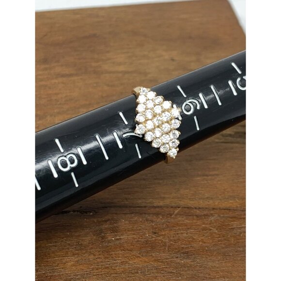 Cocktail Ring Clear Gemstone 10k Yellow Gold Cluster Women's Size 6.5 - Picture 9 of 14
